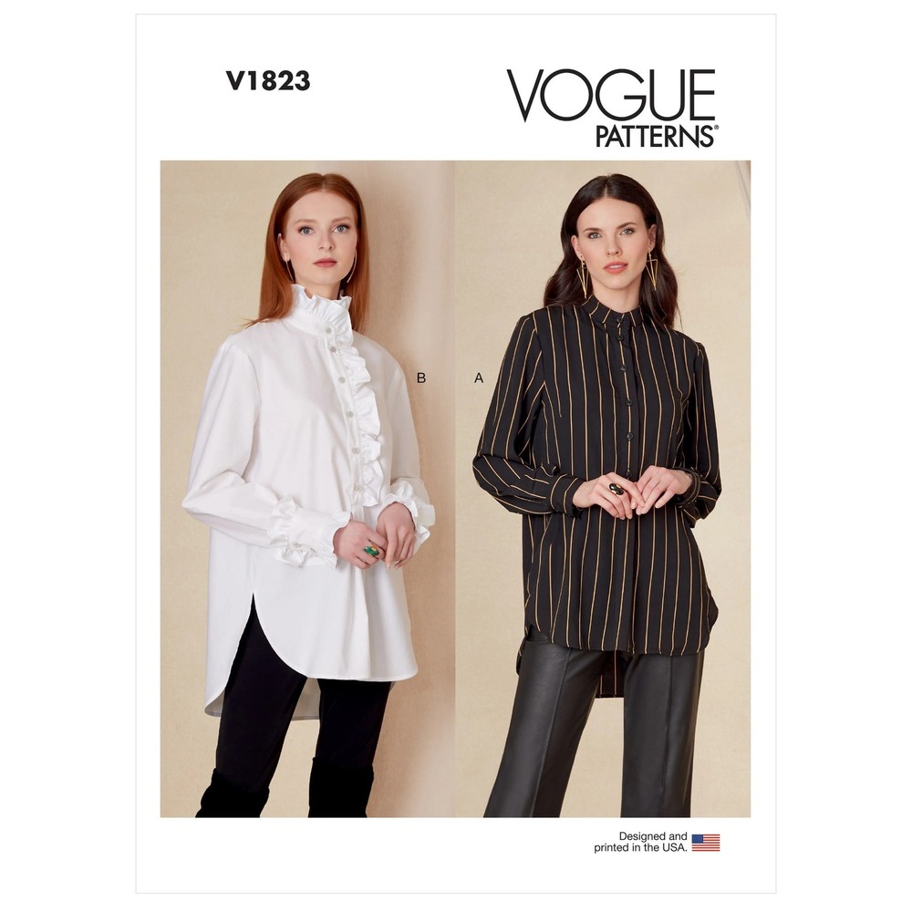 Vogue‎ Sewing Pattern V1823 Women Size 8-16 Ruffle Shirt Tunic Uncut
